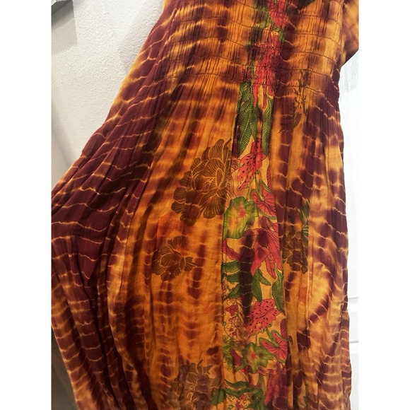 Earthbound Trading Orange Tie Dye Lace Fairy Dress M Renaissance Boho Festival - Picture 6 of 10